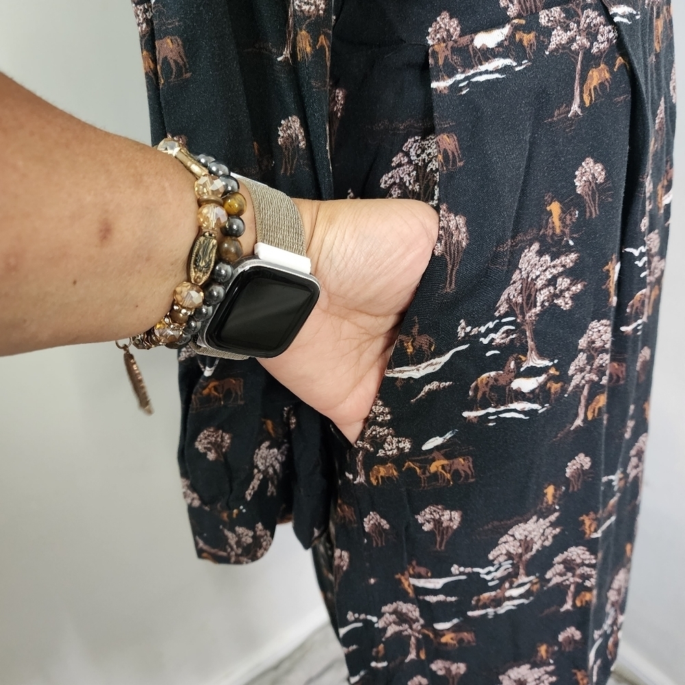 Indi & Cold Loose Western Style Printed Black Dress View 6